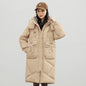 Detachable Hat Cotton Coat Over The Knee Padded Down Jacket