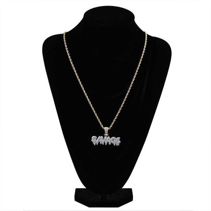 Female Creative Bubble Letter SAVAGE Pendant Necklace