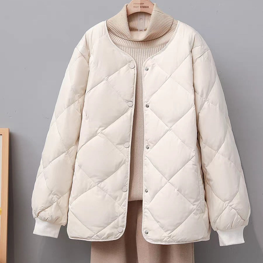 Rhombus Down Jacket Women's Short Coat