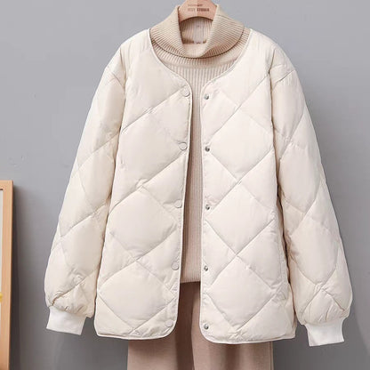 Rhombus Down Jacket Women's Short Coat