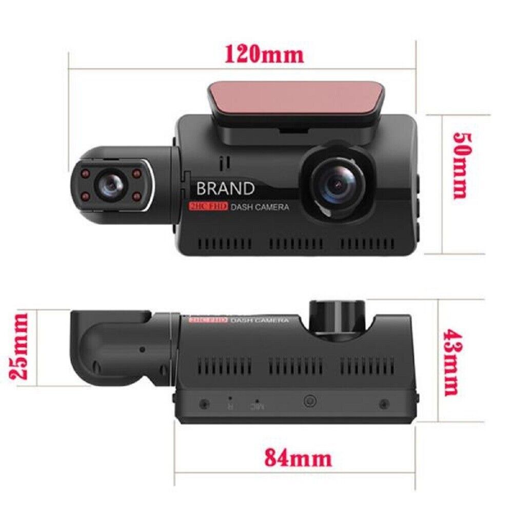 Car Dash Cam 1080P Dual Lens Recorder G Sensor DVR Front Rear Camera Video UK