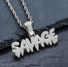 Female Creative Bubble Letter SAVAGE Pendant Necklace