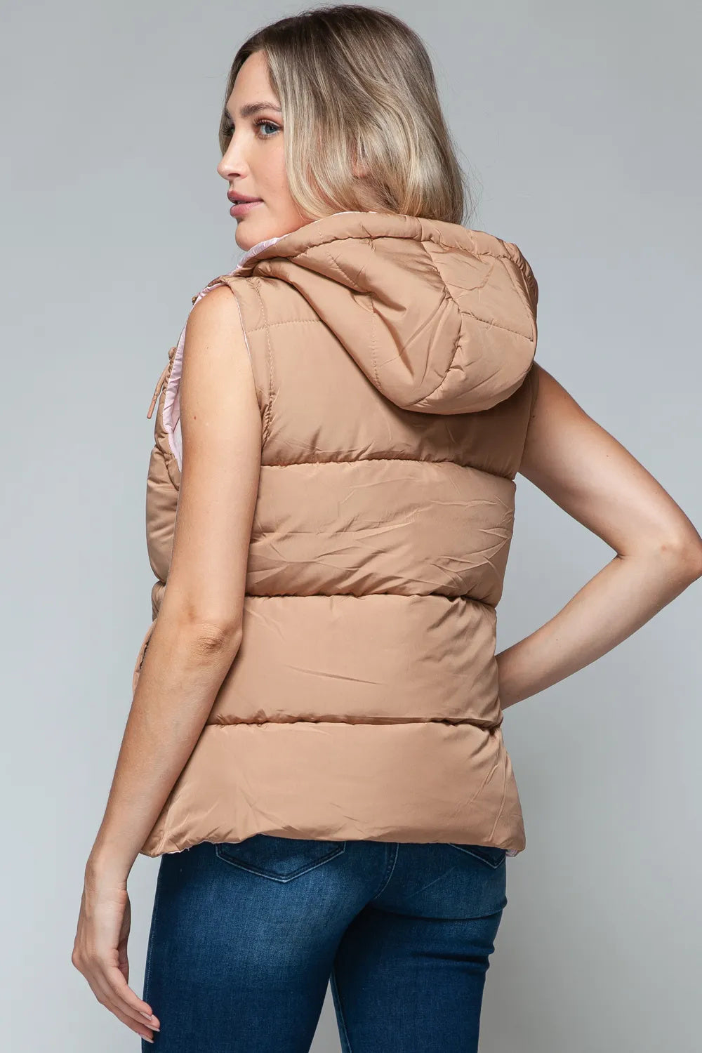 Snobbish Snap And Zip Closure Hooded Vest