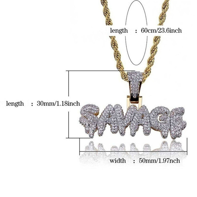 Female Creative Bubble Letter SAVAGE Pendant Necklace