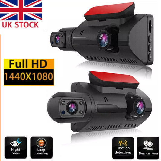 Car Dash Cam 1080P Dual Lens Recorder G Sensor DVR Front Rear Camera Video UK